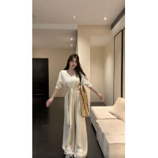 批发新款法式温柔气质绑带上衣阔腿裤慵懒风韩系套装