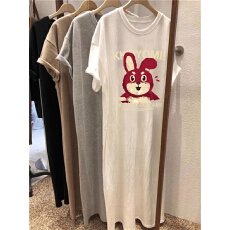 批发后包领 100%纯棉 好质量 <b class='q'>中</b>长款过膝短袖<b class='q'>连衣裙</b>女夏t恤裙