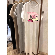 批发后包领 100%纯棉 好质量 <b class='q'>中</b>长款过膝短袖<b class='q'>连衣裙</b>女夏t恤裙