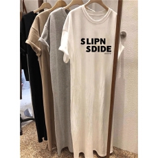 批发后包领 100%纯棉 好质量 <b class='q'>中</b>长款过膝短袖<b class='q'>连衣裙</b>女夏t恤裙