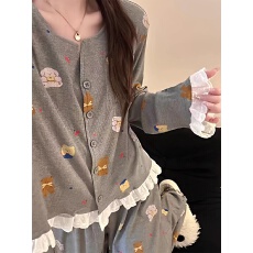 2026年春秋新款睡衣女网红风韩版长袖长裤家居服官方