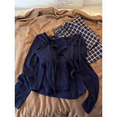 网红风春秋季新款睡衣女带胸垫家居服官方