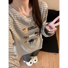 2026年春秋季新款睡衣女休闲卡通长袖家居服官方