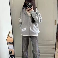 批发薄款/加绒【华棉复合牛奶丝/银狐绒】美式复古连帽<b class='q'>开衫</b><b class='q'>卫衣</b>女外套