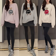 官图 小熊加绒加厚卫衣2025新款爆款秋冬季时尚洋气减龄内搭上衣