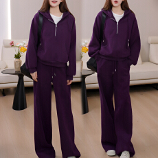 批发官图 休闲时尚套装冬季2025新款半拉链连帽长袖卫衣阔腿<b class='q'>裤</b><b class='q'>两件套</b>