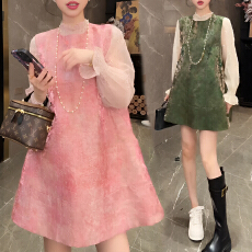 批发官图 时尚气质复古<b class='q'>连衣裙</b>女2026春秋新款国风宽松<b class='q'>提花</b>马甲背心裙