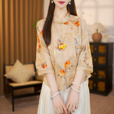 批发官图 新中式国风立领百搭气质显瘦衬衫2026春<b class='q'>秋</b>新款减龄休闲上衣