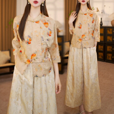 批发官图 国风立领百搭气质显瘦衬衫2026春<b class='q'>秋</b>新款减龄休闲七分袖上衣