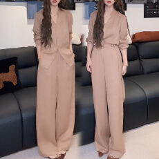 批发官图 减龄洋气<b class='q'>时尚</b>套装女2026夏季新款显瘦收腰衬衫阔腿裤两件套