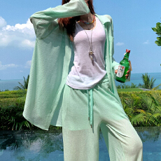 批发官图 2026夏季新款慵懒风气质设计感衬衫时尚松紧腰阔腿<b class='q'>裤</b><b class='q'>两件套</b>