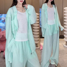 批发官图 减龄洋气质时尚2026夏季新款设计感单排扣衬衫阔腿<b class='q'>裤</b><b class='q'>两件套</b>