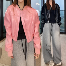 批发官图 时尚立领PU皮衣外套女2026春<b class='q'>秋</b>新款帅气休闲风酷飒拉链上衣