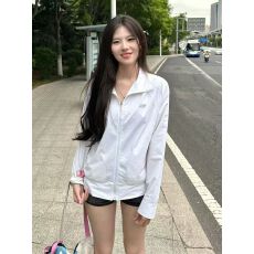 批发【原版布料露露皱双线格锦纶】白色立领防晒衣女防晒服薄外套