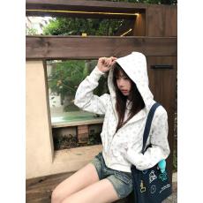 批发原版做法#碎花满印#后包领 6535棉华夫格复合 卫衣女