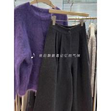 批发韩版加厚八分羊毛呢<b class='q'>阔腿裤</b>女秋冬款高腰百搭直筒休闲<b class='q'>裤</b>