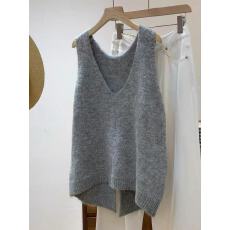 批发休闲气质高级灰后开叉羊毛背心马甲<b class='q'>毛衣</b>上衣