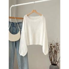 批发宝藏款！原厂水准~一字领针织衫轻薄罩衫长袖显瘦时尚慵懒风上衣