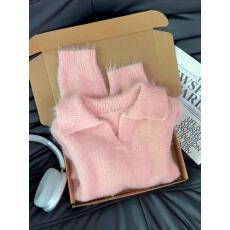 批发温柔粉色polo领套头<b class='q'>毛衣</b>女秋冬季宽松百搭甜美减龄上衣