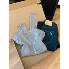 批发灰色<b class='q'>不规则</b>短款长袖针织衫毛衣女士2026春夏可外穿内搭设计感上衣