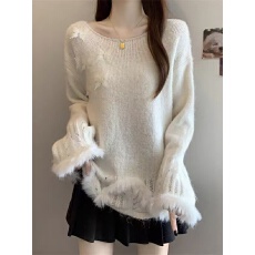 批发<b class='q'>超</b>好看立体蝴蝶针织衫漂亮毛衣女2025秋冬新款<b class='q'>大码</b>胖mm水貂绒上衣