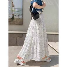 批发夏季高腰a字半身裙女波点雪纺裙子2025新款显廋宽松圆点蛋糕长裙