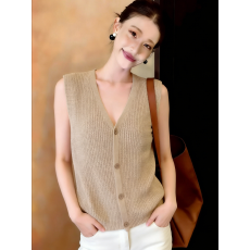 批发2026新款冰丝亚麻镂空针织马甲女宽松叠穿背心坎肩<b class='q'>百搭</b>开衫