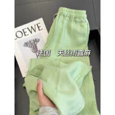 批发薄荷绿天丝雨露麻阔腿裤女2026新款韩系松弛垂感宽松休闲裤