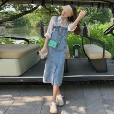 批发法式温柔风牛仔吊带连衣裙女2025夏季时尚气质设计感小众<b class='q'>背带</b>裙子