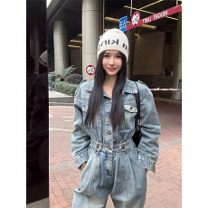 批发韩系工装牛仔<b class='q'>连体裤女</b>春秋新款高级感阔腿裤一体式收腰显瘦连身裤