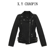 批发复古松弛感收腰显瘦牛仔短外套女2025新款修身正肩机车服夹克上衣