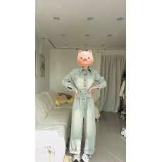 批发春季港风复古牛仔工装<b class='q'>连体裤女</b>2025新款春季做旧水洗直筒阔腿裤<b class='q'>潮</b>