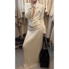 批发韩版巨好看千金风拉链针织衫半身<b class='q'>裙</b>两件套女春秋季<b class='q'>修身</b>高级感套装