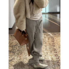 批发2026年针织韩版灰色休闲设计感束脚长<b class='q'>裤</b>慵懒简约宽松百搭<b class='q'>时尚</b>卫<b class='q'>裤</b>