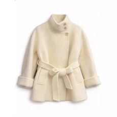 批发韩版立领系带毛呢外套女秋<b class='q'>冬</b>季中长款保暖大衣气质小个子呢子外套