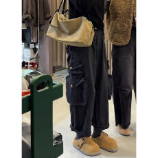 批发早春新款超有型<b class='q'>休闲</b>工装阔腿裤女装高腰宽松百搭显瘦多口袋<b class='q'>长裤</b>潮