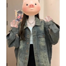 批发美式水洗春<b class='q'>秋</b>牛仔外套女复古2026设计感新款宽松夹克上衣休闲时尚
