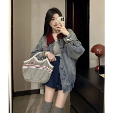批发美式复古高级感牛仔外套女2025春秋新款宽松百搭休闲<b class='q'>街头</b>夹克上衣