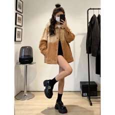 批发复古做旧水洗牛仔外套女春秋新款宽松慵懒风美式<b class='q'>街头</b>工装夹克上衣