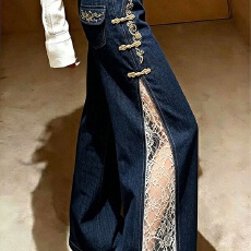 批发高腰休闲秋季新款设计感百搭阔腿牛仔裤<b class='q'>女</b>宽松显瘦百搭直筒裤<b class='q'>长裤</b>