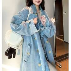 批发法式复古长款牛仔外套女春秋新款设计感小众宽松显瘦气质风衣上衣