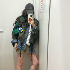 批发美式复古工装立领夹克上衣女早秋流行新品休闲百搭宽松时髦外套潮