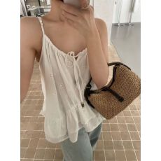 26年夏上新韩系刺绣荷叶边系带小吊带背心