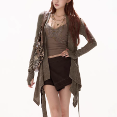 原创设计复古风蝴蝶形蕾丝拼接性感镂空修身针织吊带内搭上衣