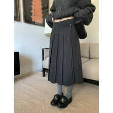 批发名古屋物语 灰色学院风半身裙女秋<b class='q'>冬</b>韩系高腰A字西装百褶裙