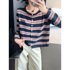 批发<b class='q'>正品</b>撤柜剪标羊毛衫刺绣条纹针织衫开衫秋冬新款圆领毛衣外套上衣