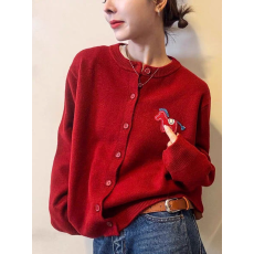 批发小马刺绣针织开衫上衣女<b class='q'>欧洲站</b>2025冬装<b class='q'>新款</b>欧货女装打底衫外套潮