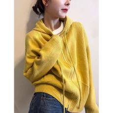 批发复古连帽山羊绒针织开衫女<b class='q'>欧洲站</b>2025冬装新款欧货女装毛衣外套潮
