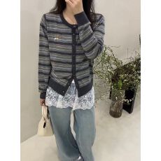 批发韩系复古条纹针织2026针织衫开衫上衣早春春季新款慵懒<b class='q'>毛衣</b>宽松女