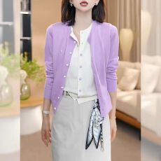 批发高档气质休闲百搭<b class='q'>假两件</b>针织开衫女2026春季新款显瘦减龄外套上衣